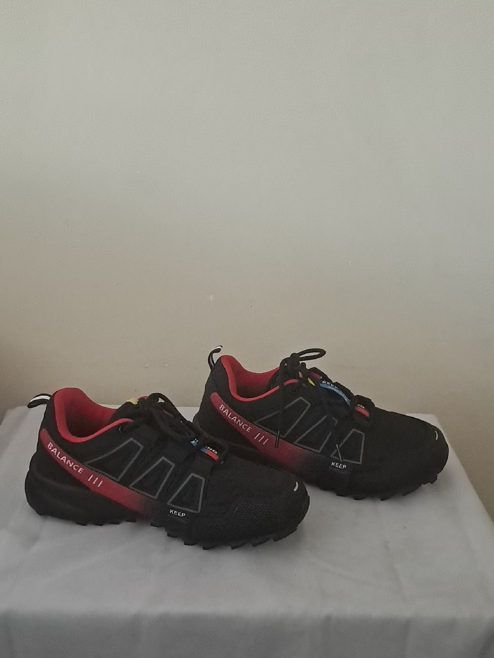 Women's Black and Red Athletic Sneakers - Style